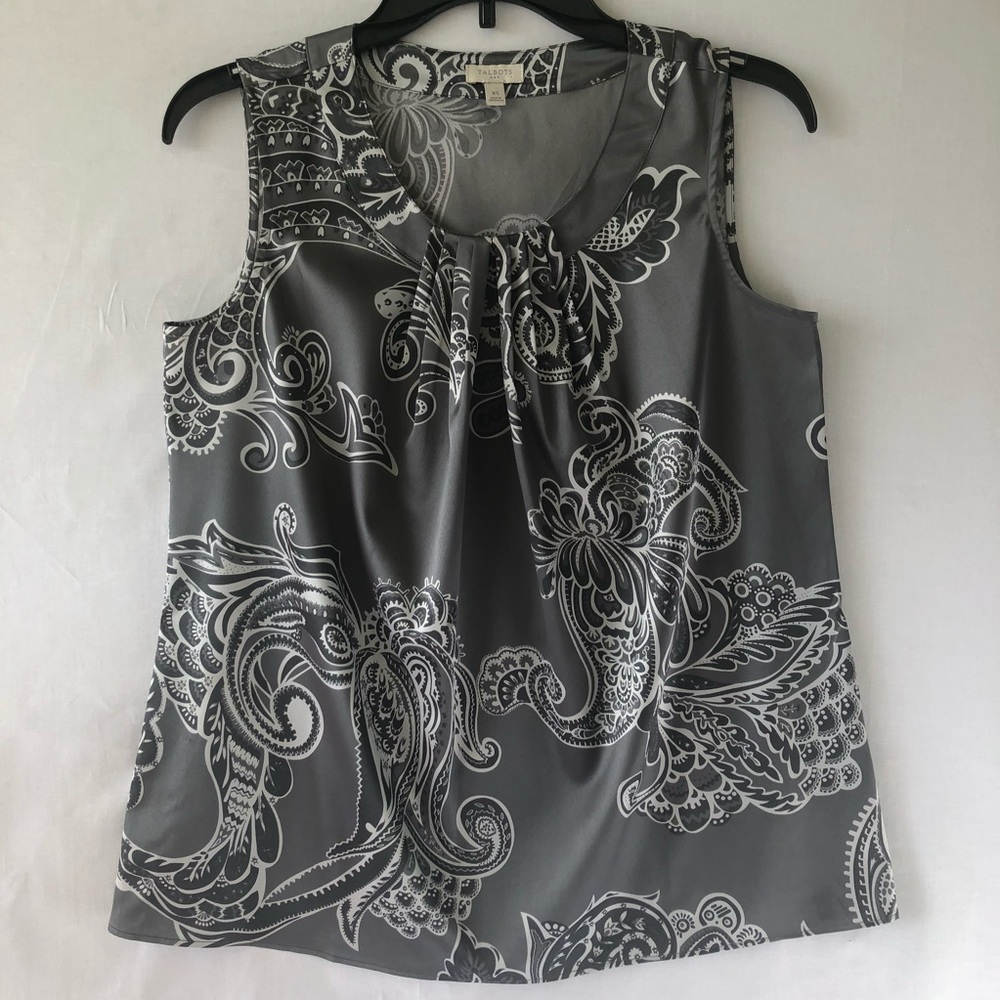 Talbots XS Gray and White Top